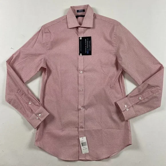 NWT Tommy Hilfiger CoolMax Slim Fit Stretch Shirt Mens Small 14.5  32/33 Red - Picture 2 of 12